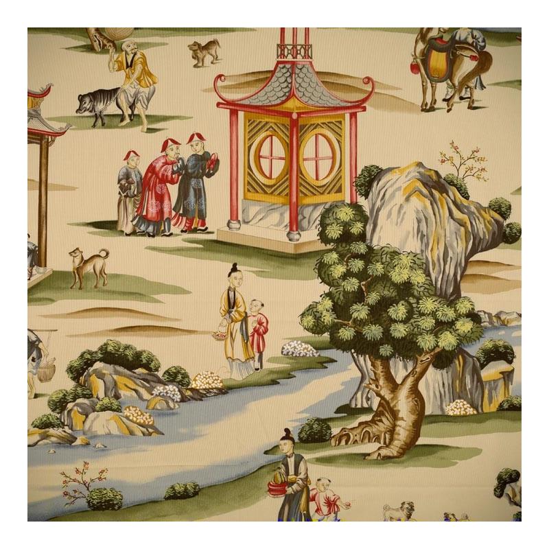 Sample 16264-002 Shanghai, Multi On Tea Stain by Scalamandre Fabric (SC 000216264)