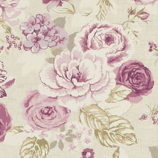 Buy F0622-03 Genevieve Mulberry Botanical by Clarke And Clarke Fabric