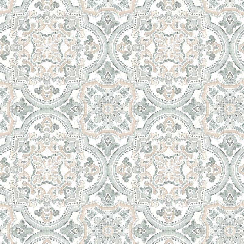 Sample 3124-13961 Thoreau, Concord Coral Medallion Wallpaper by Chesapeake