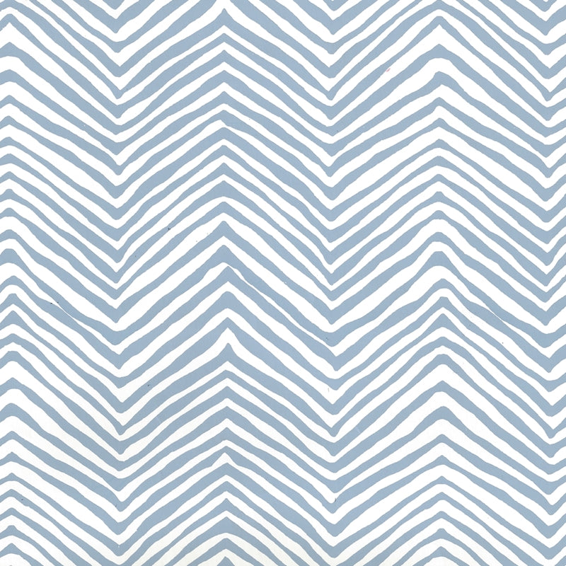 Sample AP303-09 Petite Zig Zag, Slate Blue on Almost White by Quadrille Wallpaper