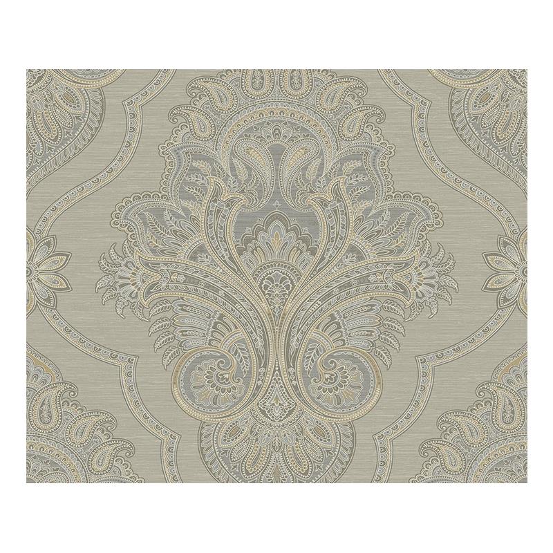 Sample Carl Robinson  CR32906, Kingsbury color Brown  Damask Wallpaper