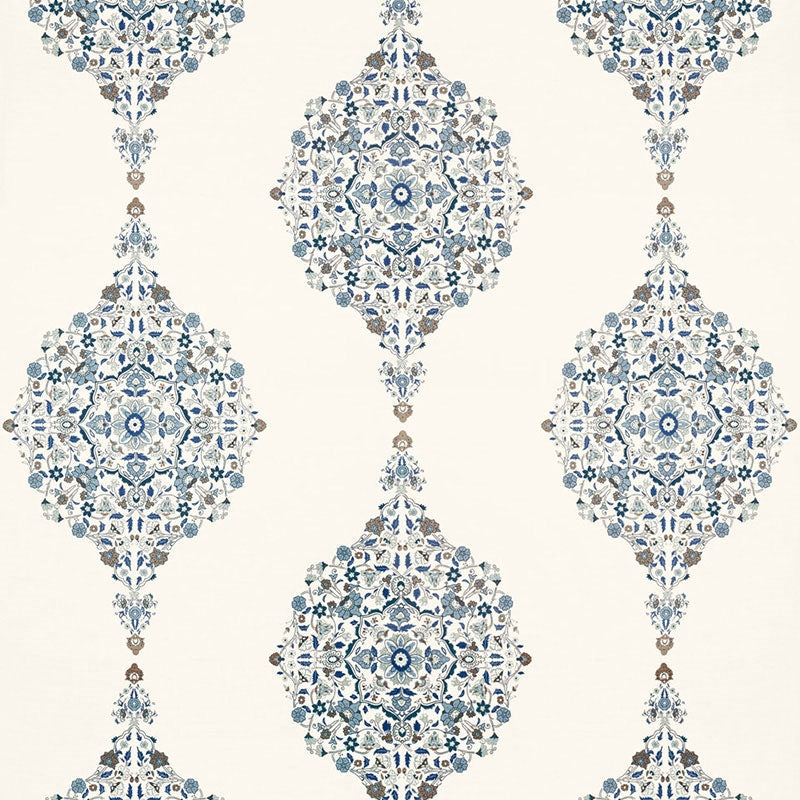 Purchase sample of 175321 Mehndi Linen Print, Indigo by Schumacher Fabric