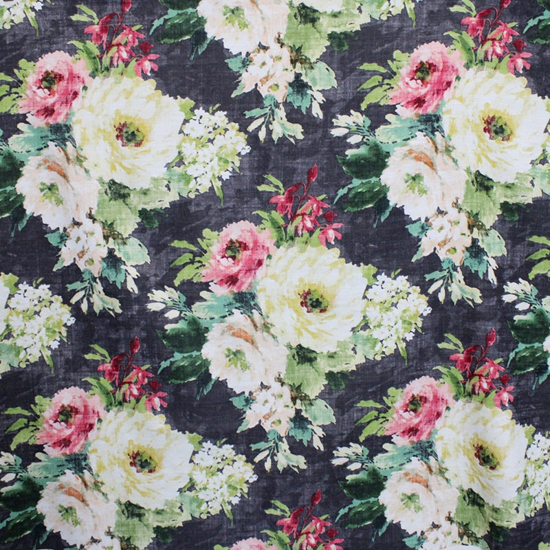 Search S5197 Charcoal Floral Black Greenhouse Fabric