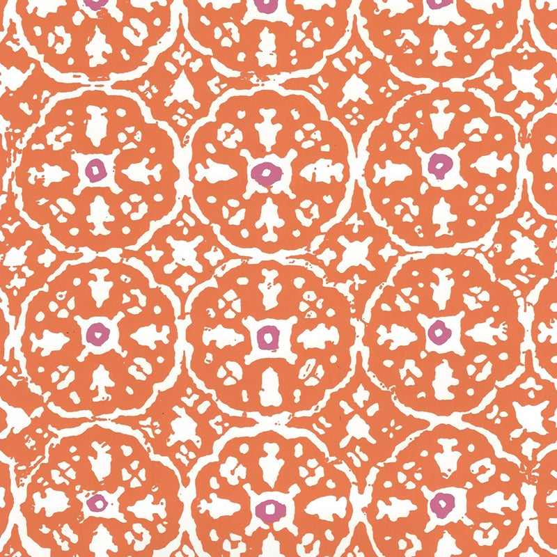 Search 149-61WP Nitik Ii Orange Magenta on Almost White by Quadrille Wallpaper