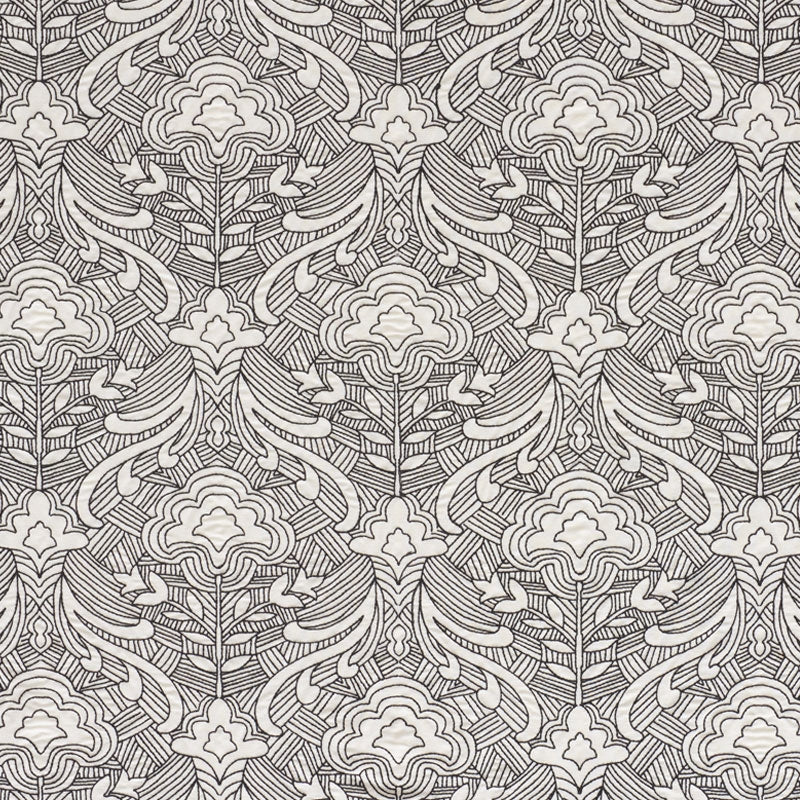 Purchase sample of 76162 Hendrix Embroidery, Black by Schumacher Fabric