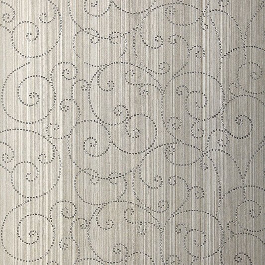 Search 5005721 Beaded Scroll Pewter Schumacher Wallpaper