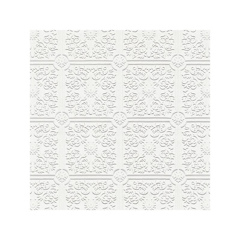 Sample 4000-96291 PaintWorks, Nico White Tin Ceiling Square Paintable by Brewster Wallpaper