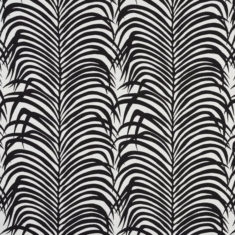 Purchase sample of 73173 Zebra Palm Indoor/Outdoor, Black by Schumacher Fabric