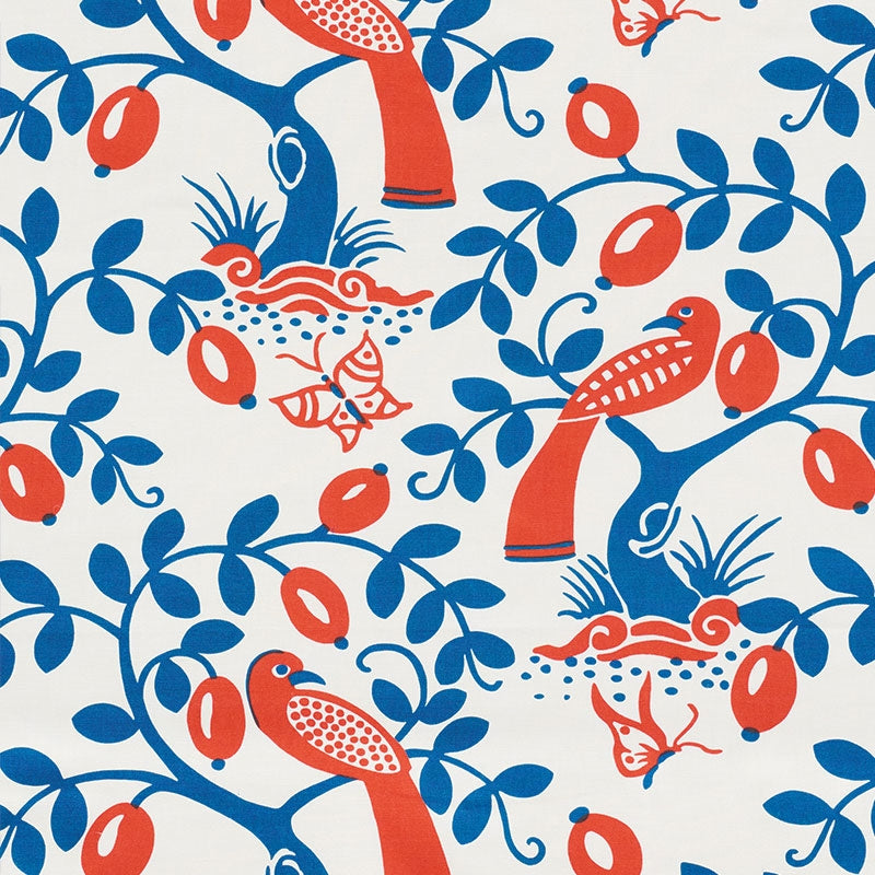 Buy 177471 Olive Tree Blue & Red by Schumacher Fabric