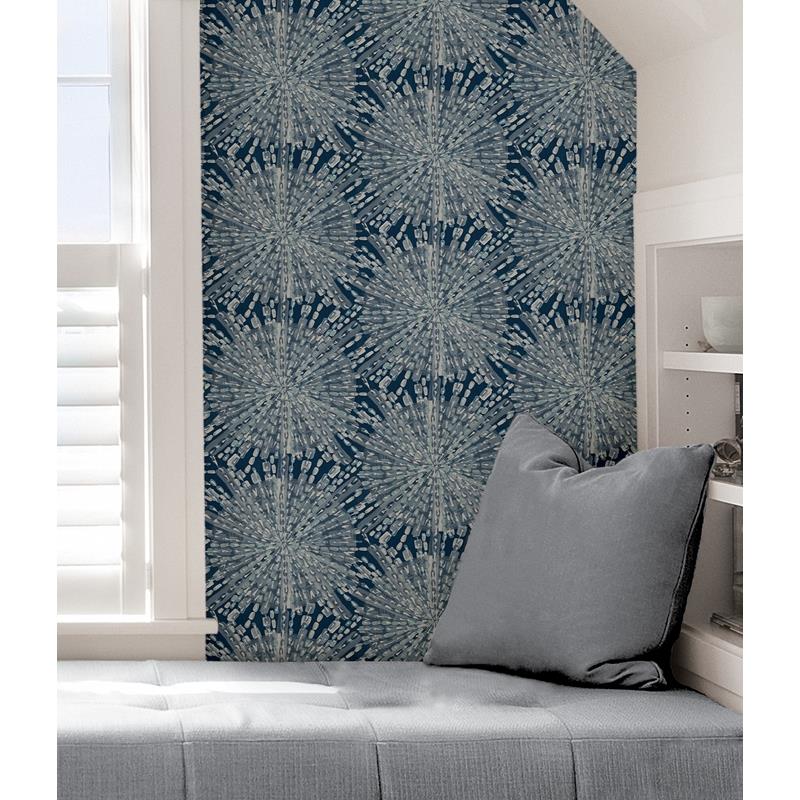 LLS4116 Lisa Love Navy Sunburst Peel &amp; Stick Wallpaper by NuWallpaper5