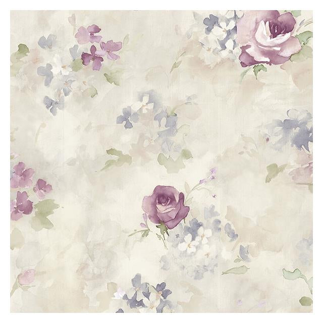 Find AF37710 Flourish (Abby Rose 4) Purple Morning Dew Wallpaper in Plum Lilac & Cream by Norwall Wallpaper