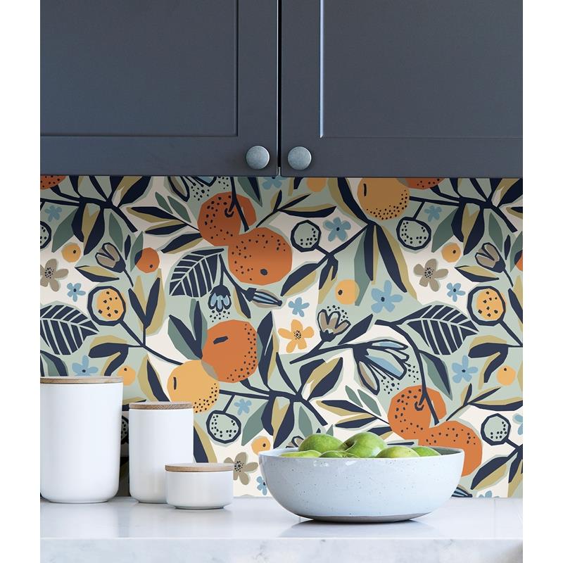 PLS4199 Pip &amp; Lo Navy Clementine Garden Peel &amp; Stick Wallpaper by NuWallpaper3