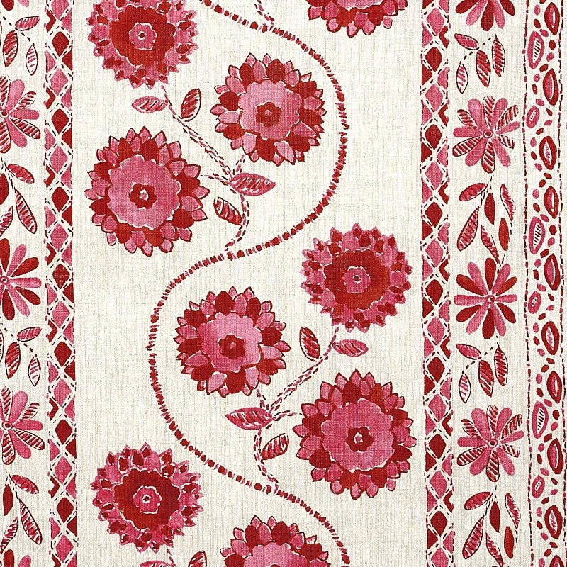 Save 179341 Zinnia Handmade Print Pink Schumacher Fabric