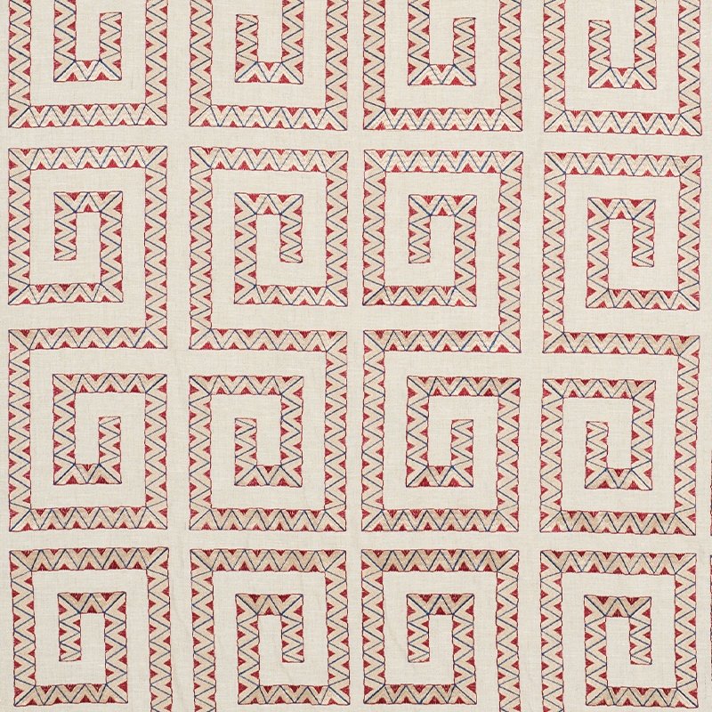 Purchase sample of 76072 Prado Embroidery, Red by Schumacher Fabric