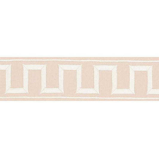 70800 | Greek Key Embroidered Tape, Blush - Schumacher Fabric