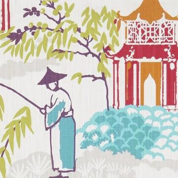 Save F1290/05 Pagoda Modern Chinoiserie by Clarke And Clarke Fabric