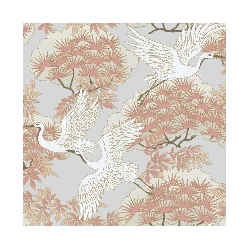 Sample AF6590 Tea Garden, Sprig Heron Orange by Ronald Redding