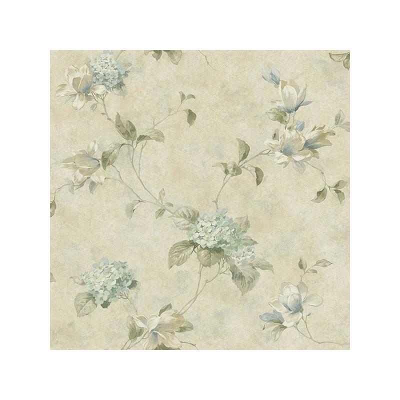 Sample 3123-76305 Homestead, Magnolia Teal Hydrangea Trail by Chesapeake Wallpaper