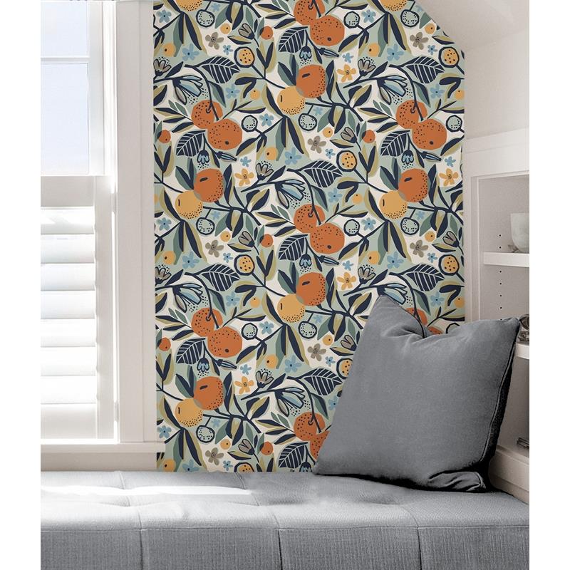 PLS4199 Pip &amp; Lo Navy Clementine Garden Peel &amp; Stick Wallpaper by NuWallpaper5