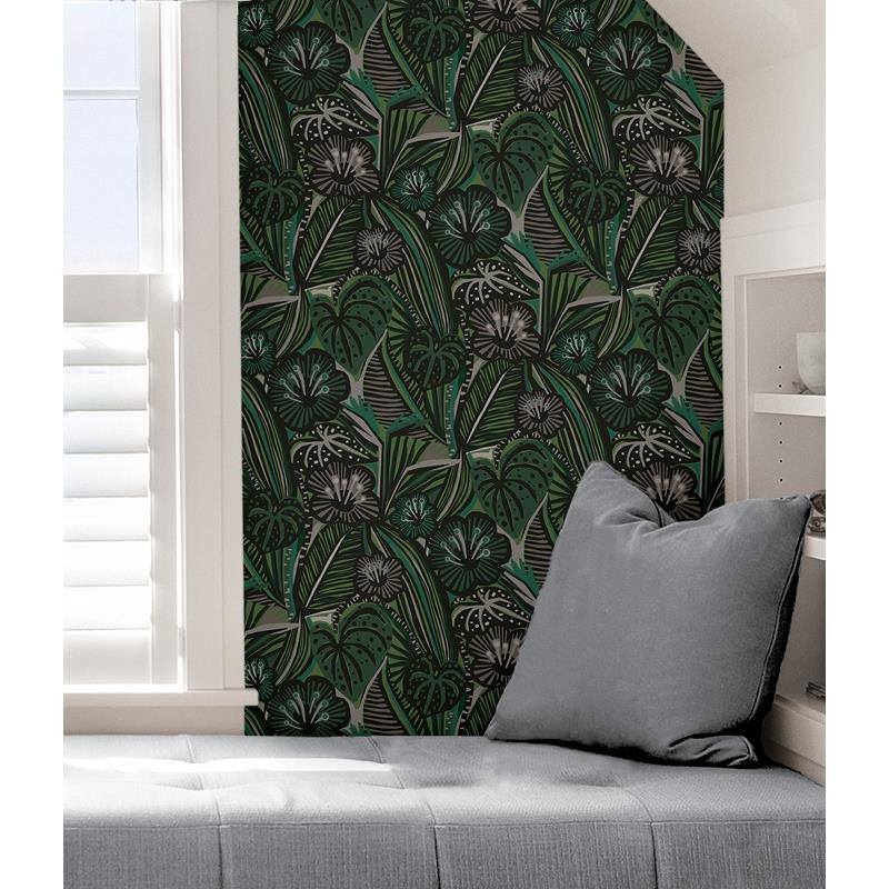 PLS4205 Pip &amp; Lo Greens Lotusland Peel &amp; Stick Wallpaper by NuWallpaper5