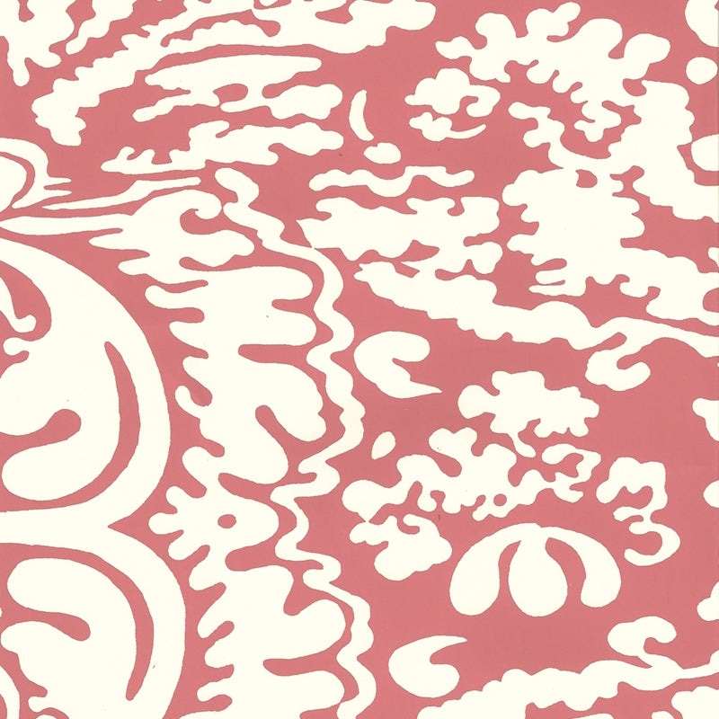 Sample 2335-32WP San Marco Reverse, Watermelon on Off White by Quadrille Wallpaper