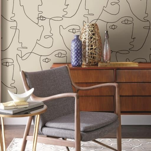 Buy Psw1055Rl Line Art Bohemian Neutral Peel And Stick Wallpaper