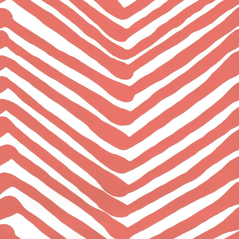 Sample AP302-06 Zig Zag, New Shrimp on Almost White by Quadrille Wallpaper