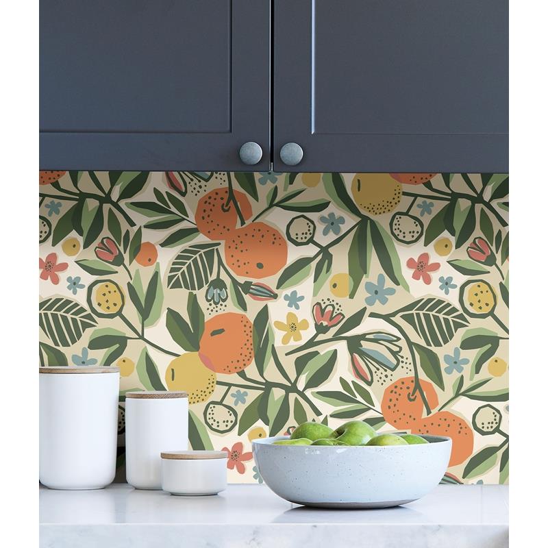 PLS4200 Pip &amp; Lo Ochre Clementine Garden Peel &amp; Stick Wallpaper by NuWallpaper3