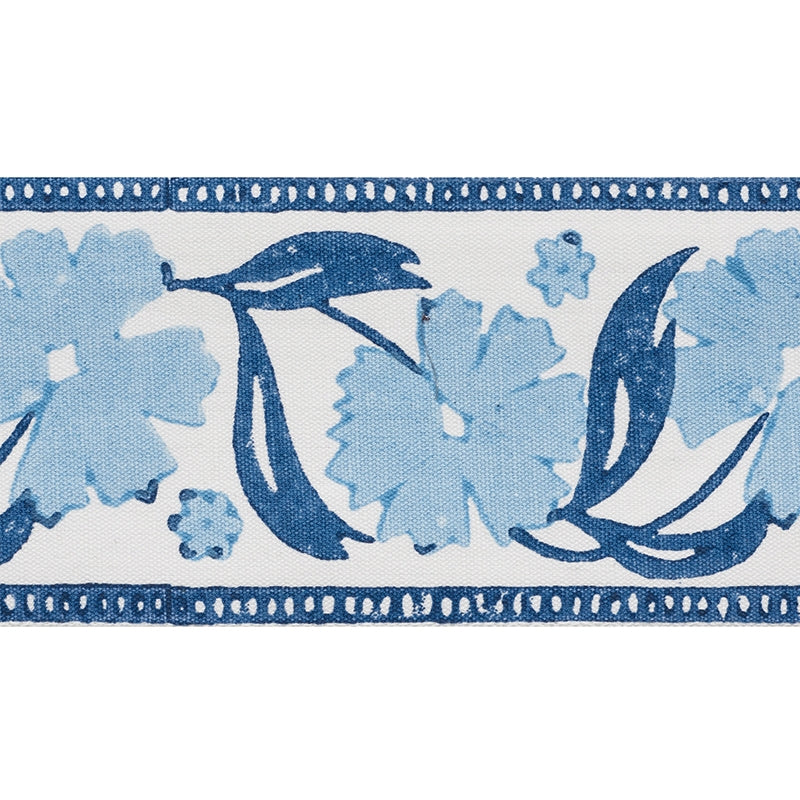 74400 | Adra Hand Blocked Tape, Blues - Schumacher Fabric