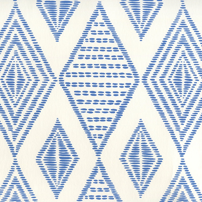 Sample AP850-13 Safari Embroidery, Royal Blue on Almost White by Quadrille Wallpaper