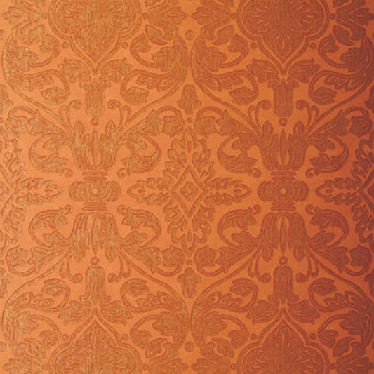 Acquire 5003603 Varenna Damask Terracotta Schumacher Wallpaper