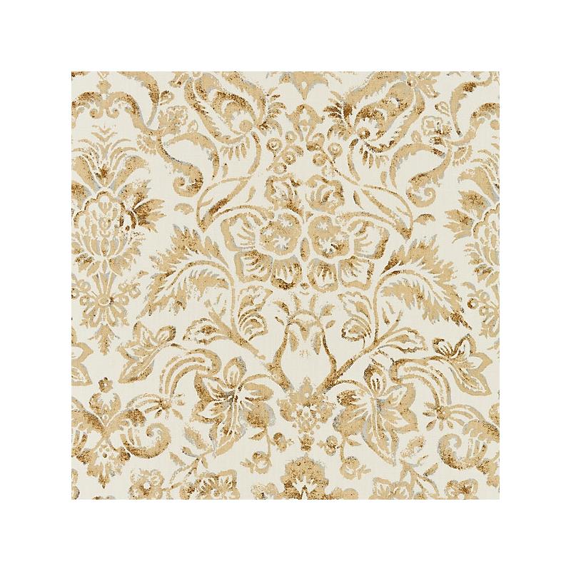 Select 16598-001 Mansfield Damask Print Ivory  Burnished Gold by Scalamandre Fabric