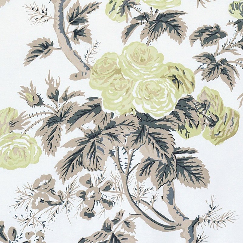 Buy 174455 Pyne Hollyhock Green Tea Schumacher Fabric