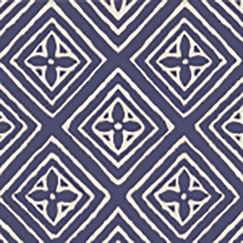View 2490-50WP Fiorentina Navy On Almost White by Quadrille Wallpaper