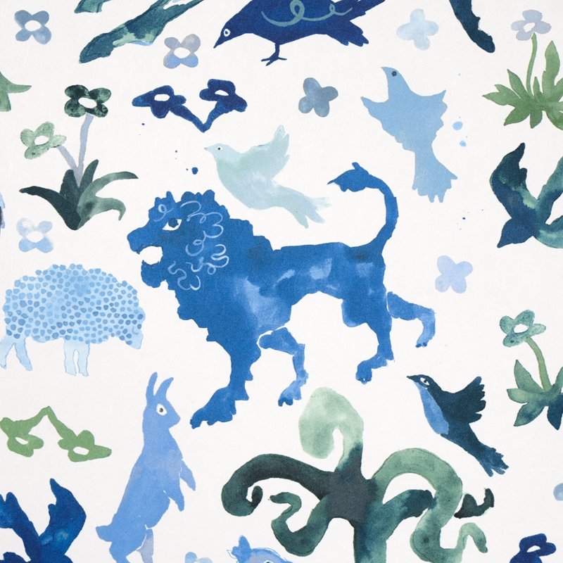 Order 5013531 Beasts Blue And Green Schumacher Wallcovering Wallpaper