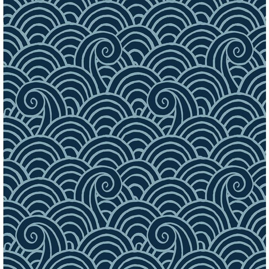Order 4081-26305 Happy Alorah Navy Wave Navy A-Street Prints Wallpaper