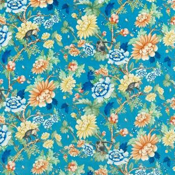 Acquire F1589/01 Sapphire Garden Sapphire Velvet Animal/Insects by Clarke And Clarke Fabric