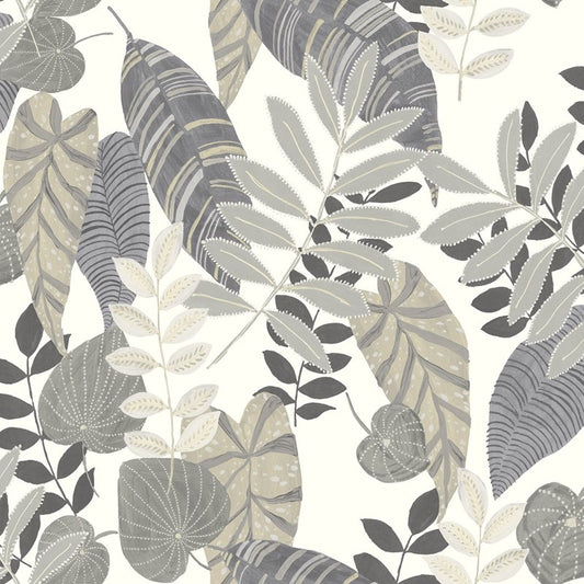 Acquire RY30908 Boho Rhapsody Tropicana Leaves Grey by Seabrook Wallpaper