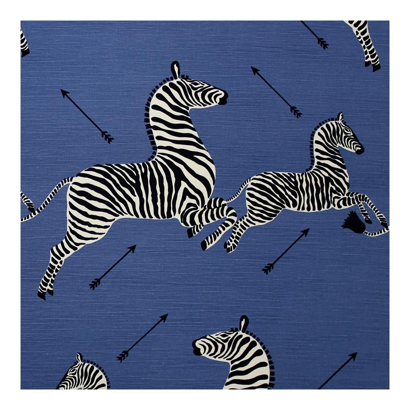 Sample 36378-005 Zebras, Denim by Scalamandre Fabric (SC 000536378)