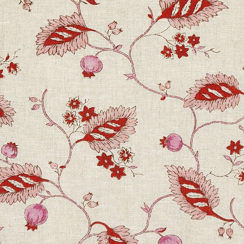 Looking 179450 Maryam Vine Pink And Red Schumacher Fabric