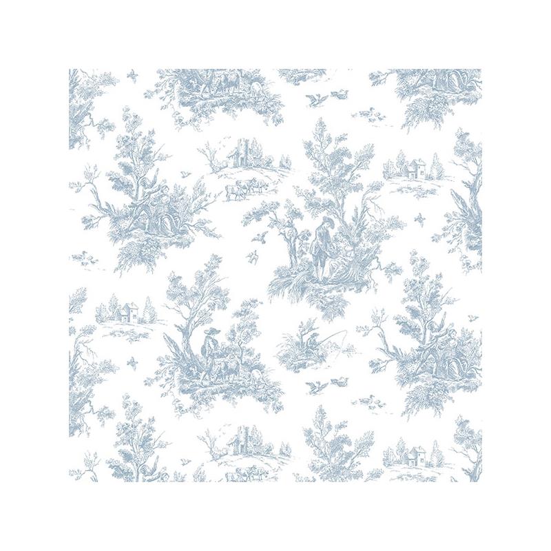 Sample AB27656 Flourish Abby Rose 4, Blue Toile Wallpaper by Norwall