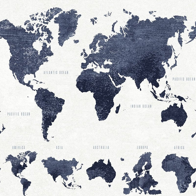 Save DD138972 Design Department Boq Dark Blue World Map Wallpaper Dark Blue Brewster