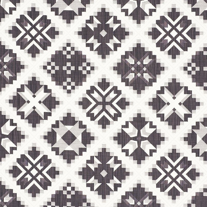 Purchase sample of 76761 Tristan Patchwork, Charcoal by Schumacher Fabric
