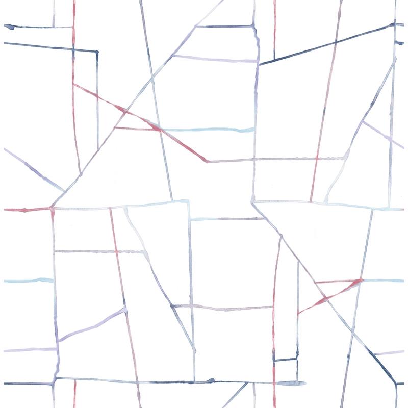Sample DA62102 Day Dreamers, Geo Creative Purple, Red, and Blue Seabrook Wallpaper