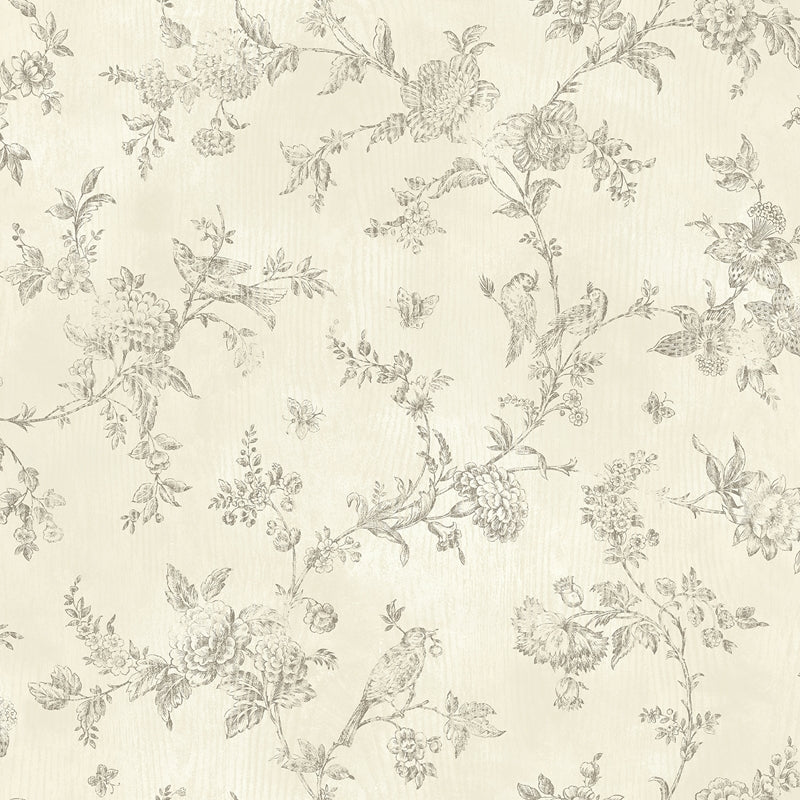 Sample 2904-02193 Fresh Start Kitchen and Bath, French Nightingale Cream Trail Wallpaper by Brewster