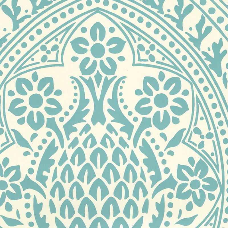 Order 302133W Pina Pina Dark Turquoise On Off White by Quadrille Wallpaper