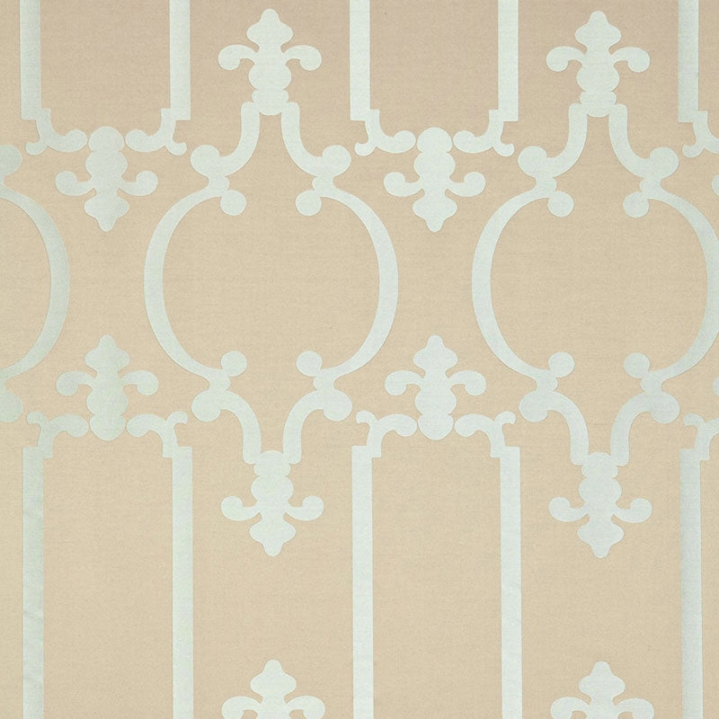Purchase sample of 55860 Ornamental Silk, Silvered Aqua by Schumacher Fabric