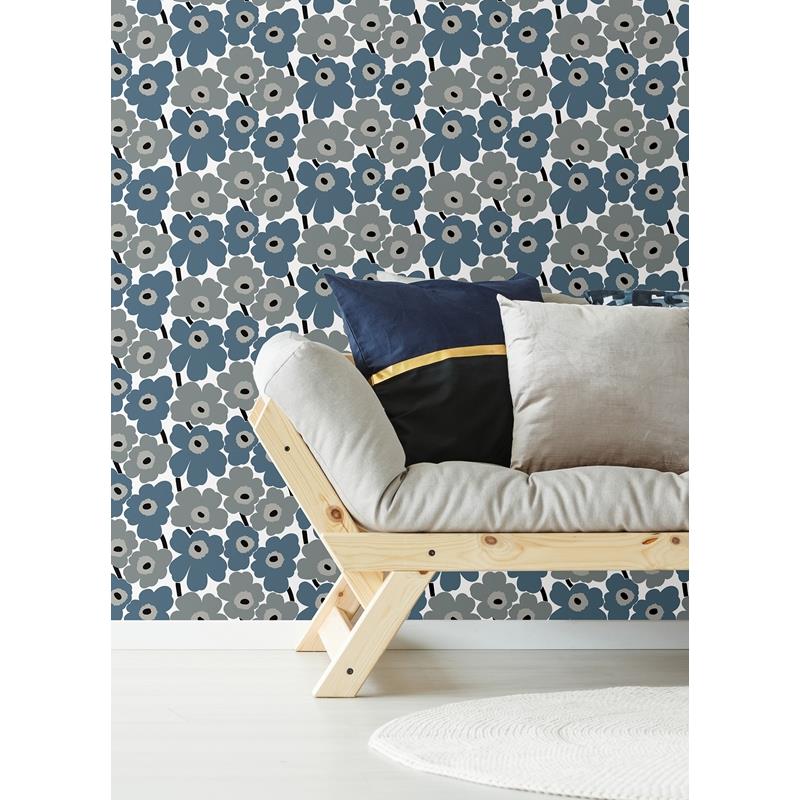 MKS4493 | Marimekko, Grey Pieni Unikko Peel & Stick Wallpaper Grey - N