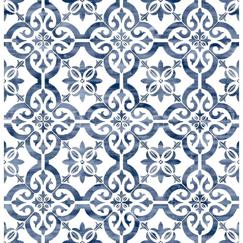 Sample LN21212 Luxe Haven, Porto Tile Riviera Blue Lillian August