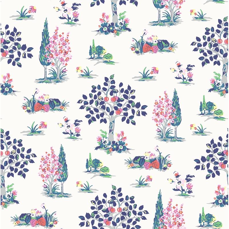 VBS4020 Vera Bradley Blue Charming Grove Peel &amp; Stick Wallpaper by NuWallpaper